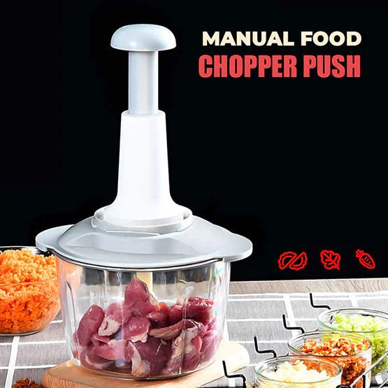 Manual Food Push Chopper For Vegetables & Meat 2L